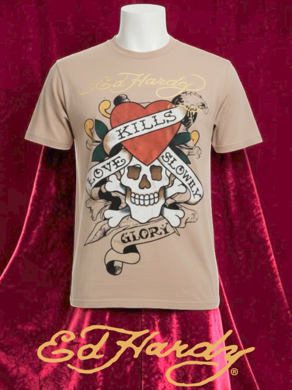 ED HARDY Iconic Tattoo Love Kills Slowly Skull Glory T-Shirt  X Large NWT